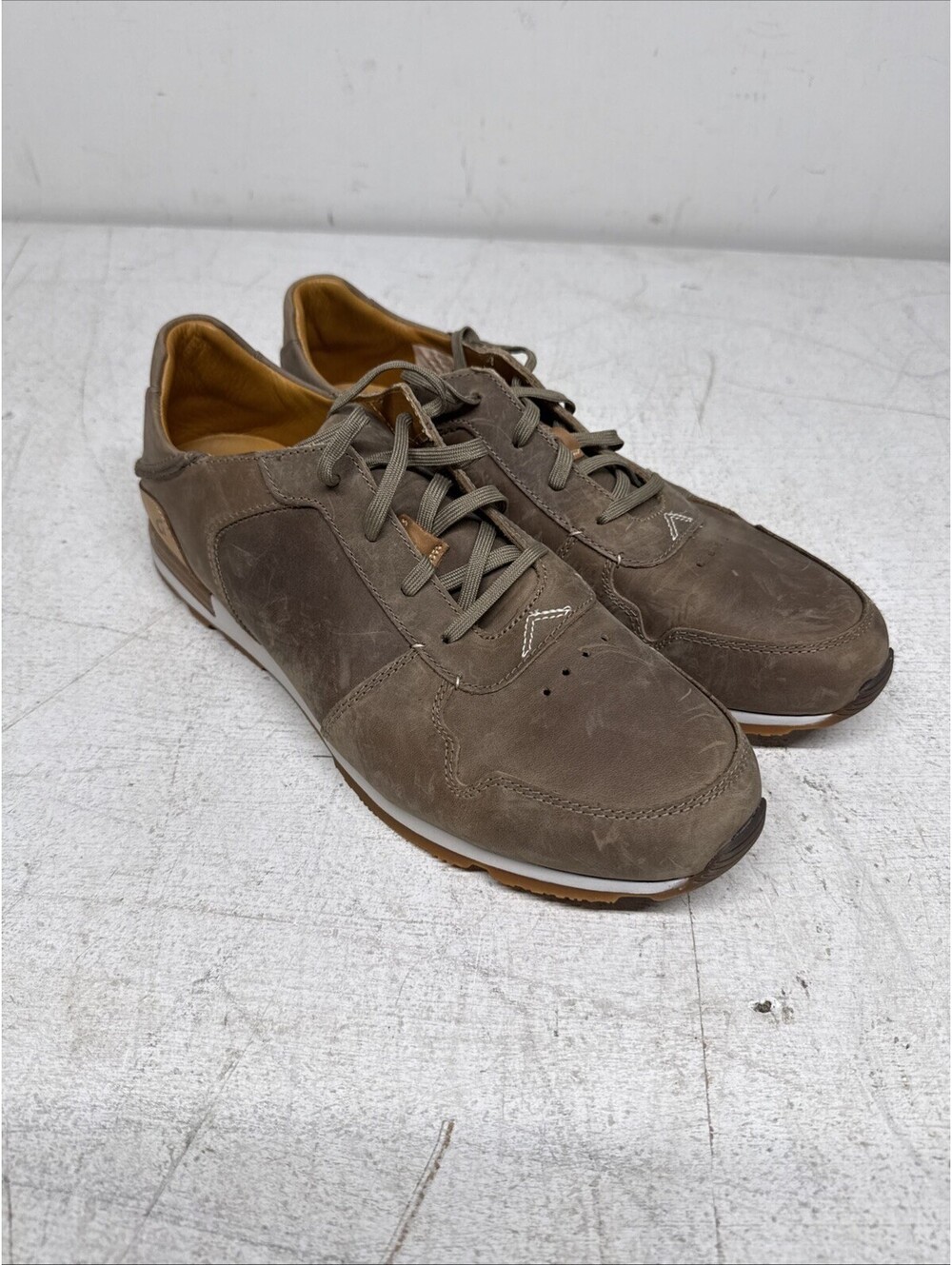 Olukai Huakai Li Mens 13 Brown Leather Lace Up Casual Sneakers 10406-1010